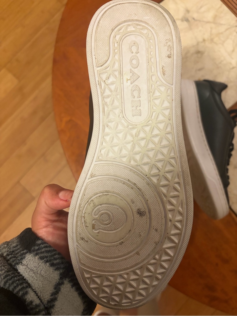 Coach Black Leather Low-Top Sneakers with Gold Logo - Picture 5 of 7